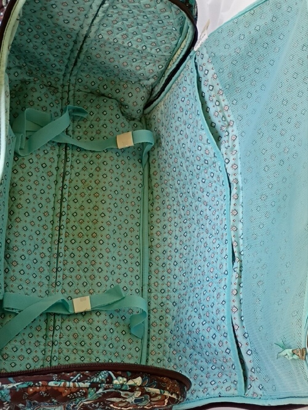 Vera Bradley Quilted Travel Bag Retired Java Blue 26" Rolling Duffle Luggage - Picture 10 of 16